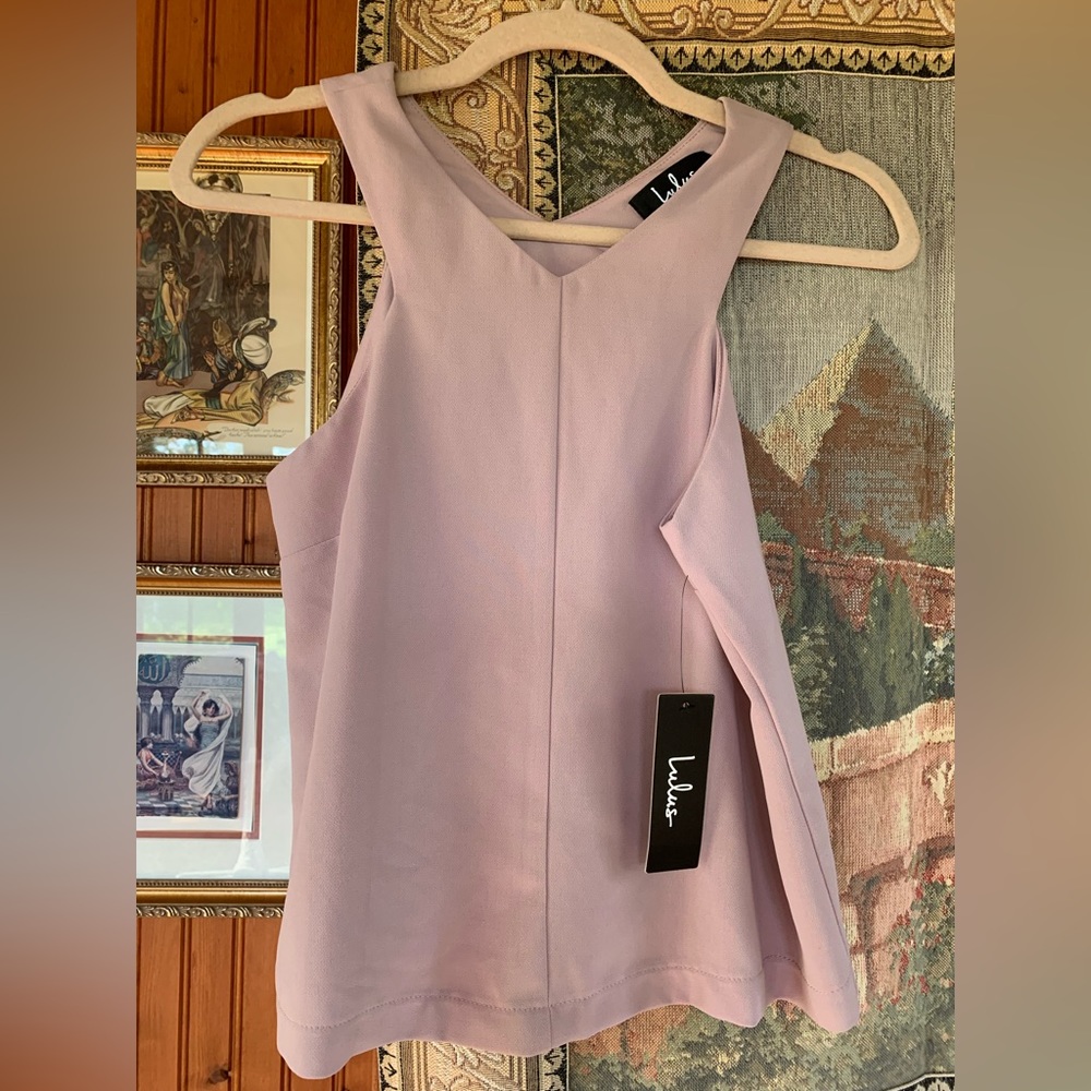 NWT Lulu's Gorgeous Blush, Size S Criss Cross Partial Open Back Top |